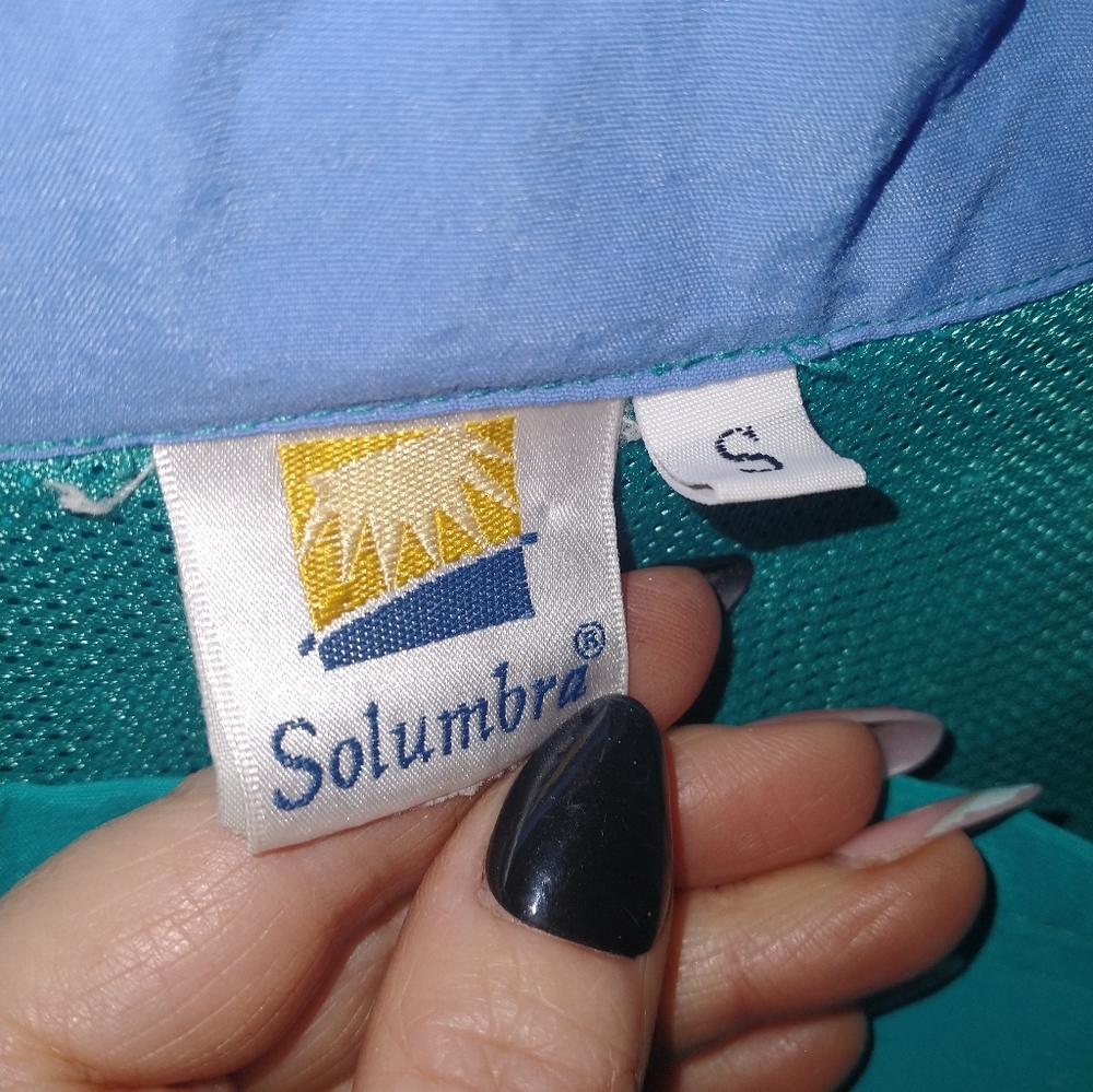Vintage Solumbra 90"s 'Teal and White Half-Zip Pullover Windbreaker M - Picture 3 of 5